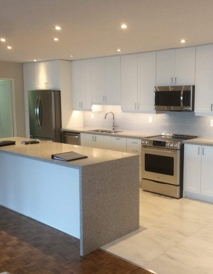 Modern kitchen at Widdicombe Place in Etobicoke