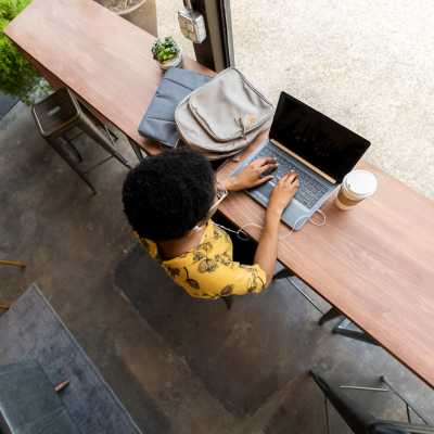 Resident at a cafe near City Limits Apartments in Columbia, Tennessee