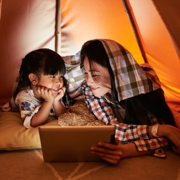 A mom and daughter spend quality time together at The Carlton at Greenbrier, Chesapeake, Virginia