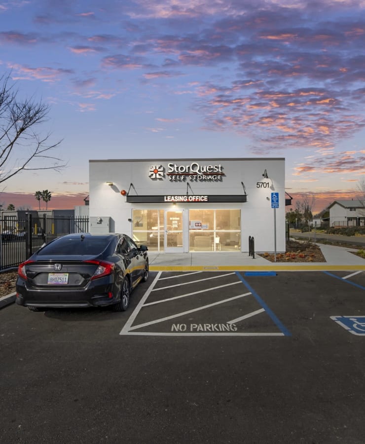 Front office parking at StorQuest Self Storage in Sacramento, California