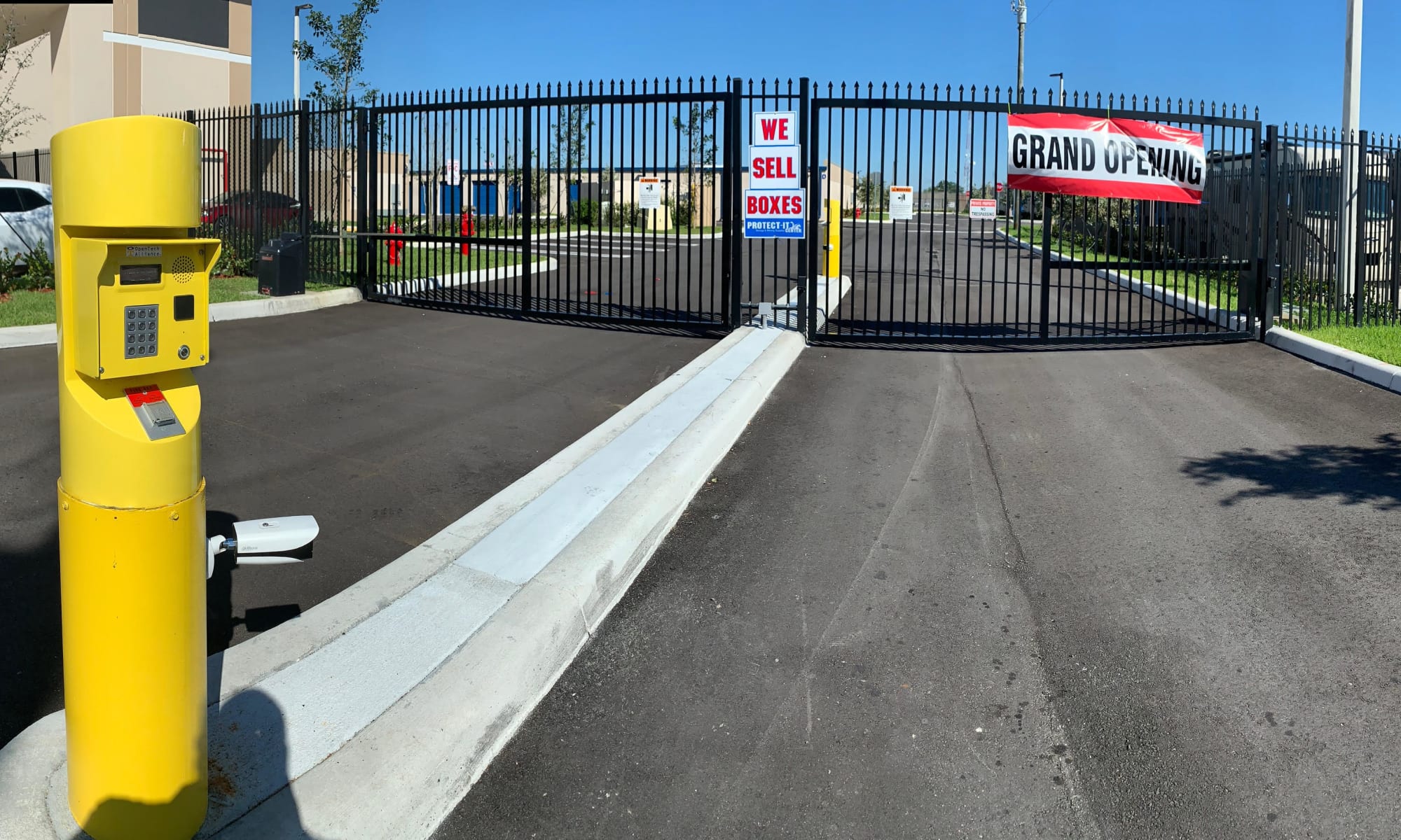 Security entrance at Pompano Beach, Florida near Top Self Storage