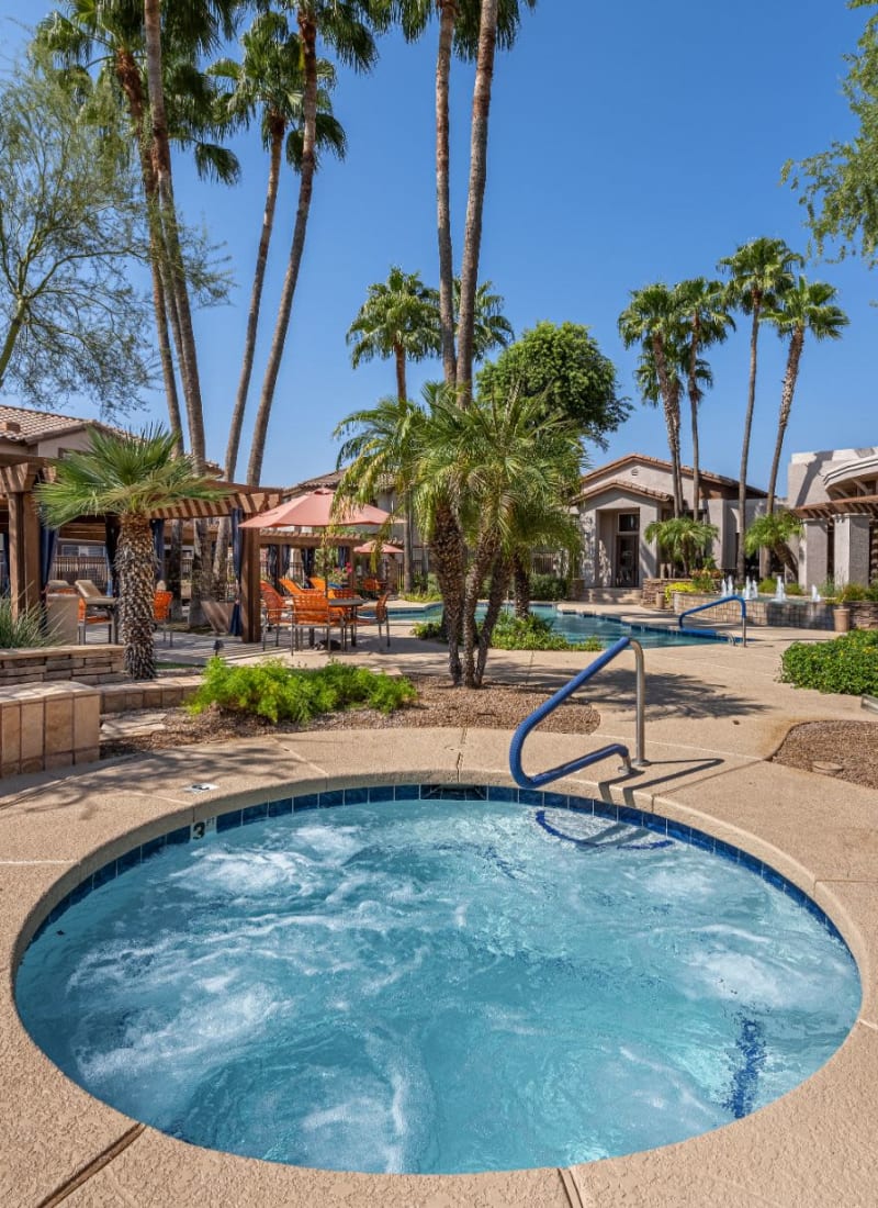 Outdoor spa next to pool at Azure Creek in Cave Creek, Arizona