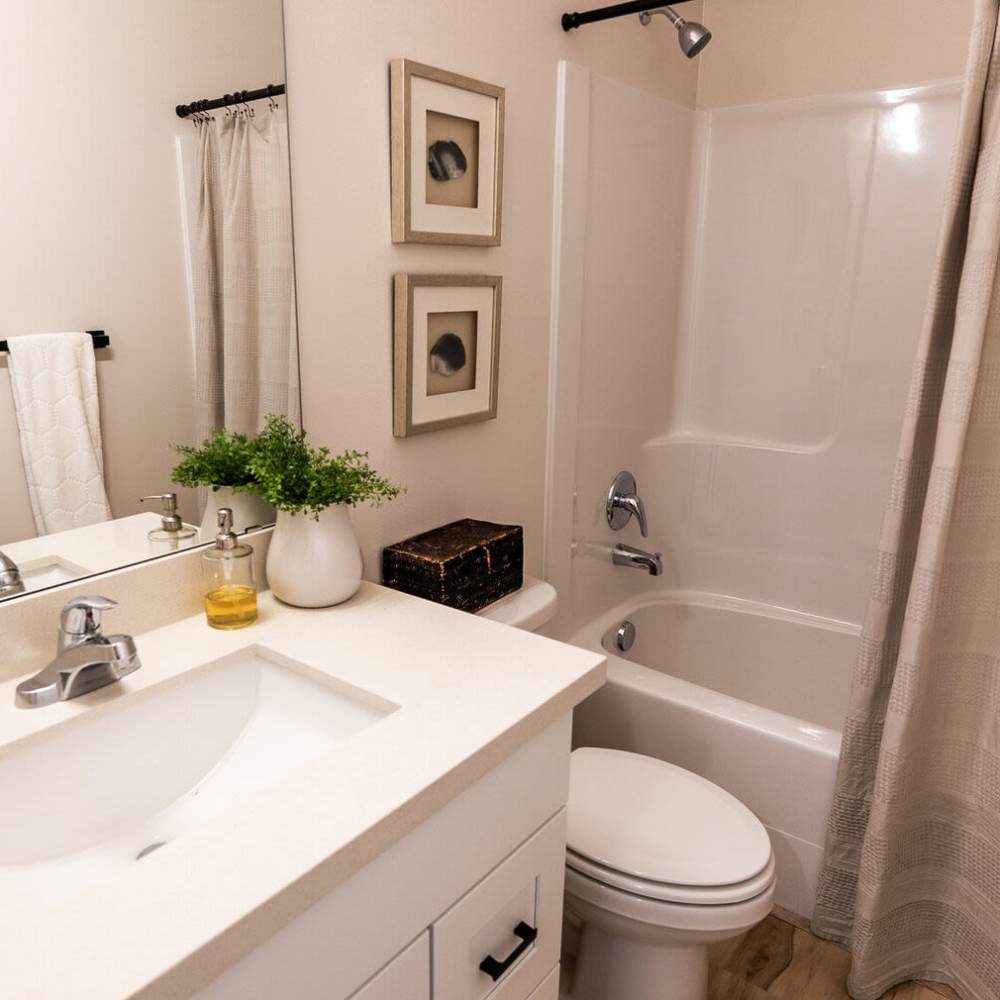 Bright bathroom with shower and tub at 4315 S. Alder in Tacoma, Washington