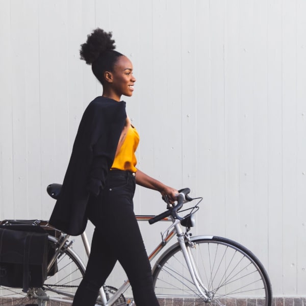 Resident biking to work near Note 16 in Nashville, Tennessee