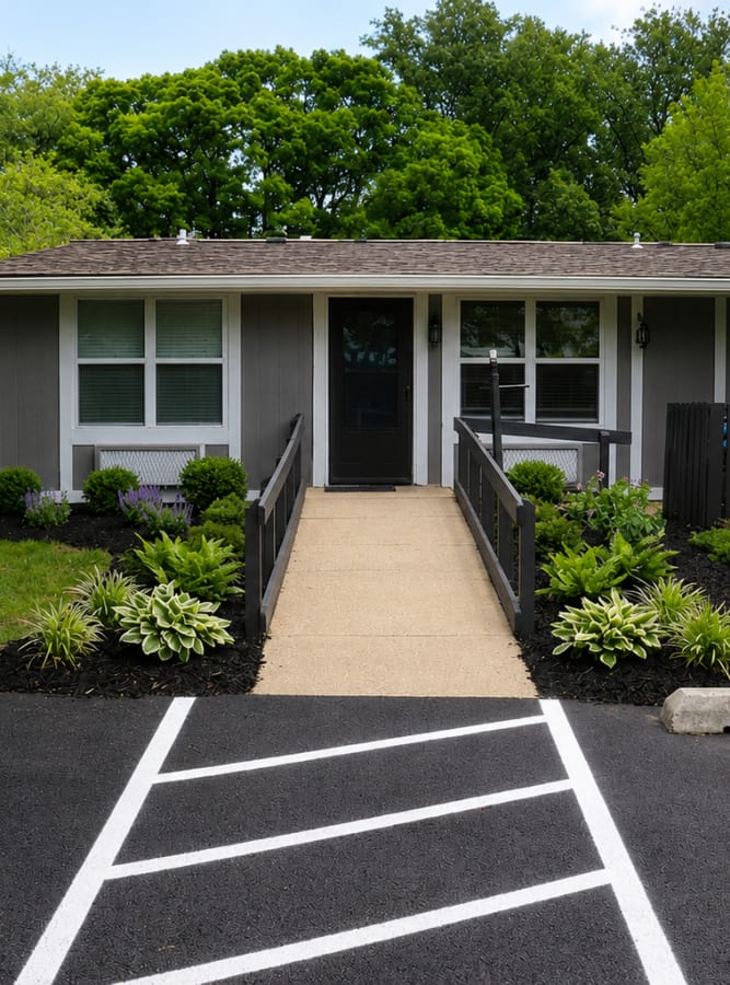 Lush grounds at Live Louisville Apartments in Louisville, Kentucky