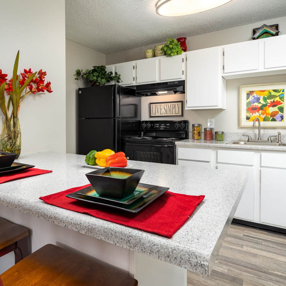 Kitchen with island seating at Park Canyon in Dalton, Georgia