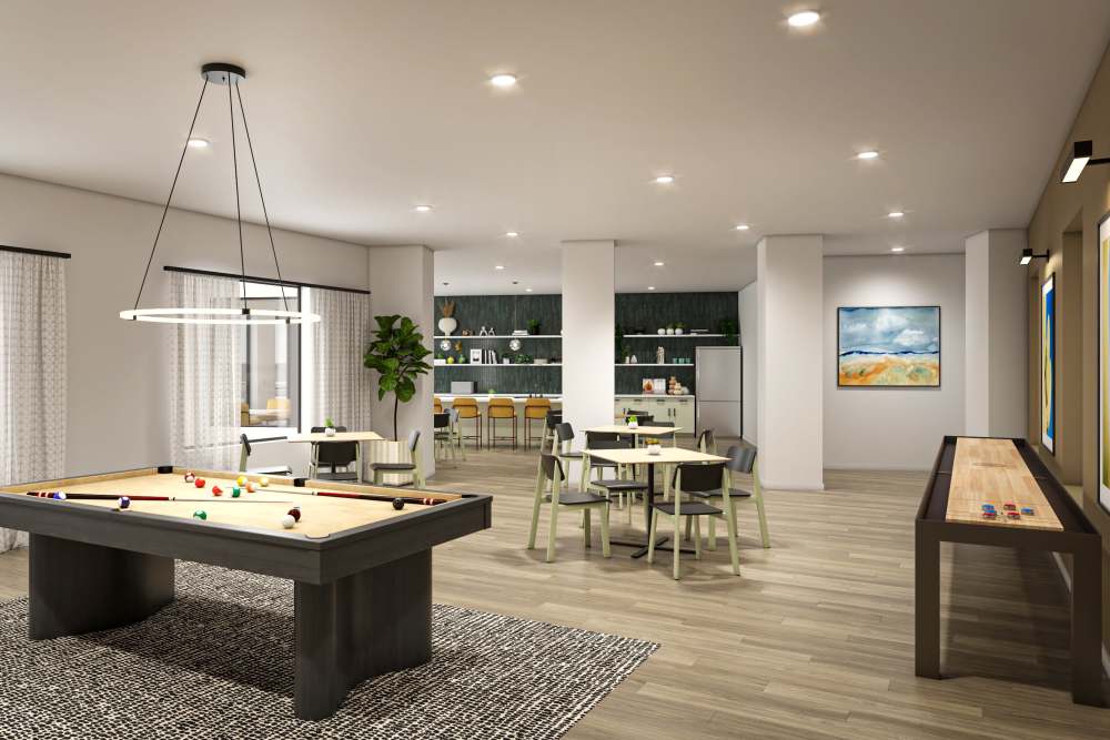 Clubhouse rendering with game room at Acacia at Youngtown in Youngtown, Arizona
