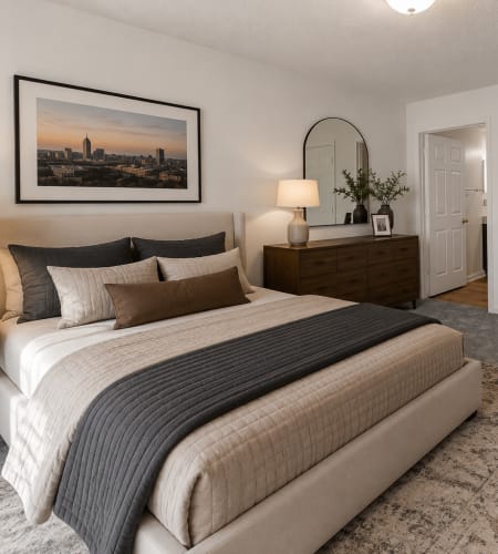 Furnished bedroom at Cloisters of Concord in Concord, North Carolina