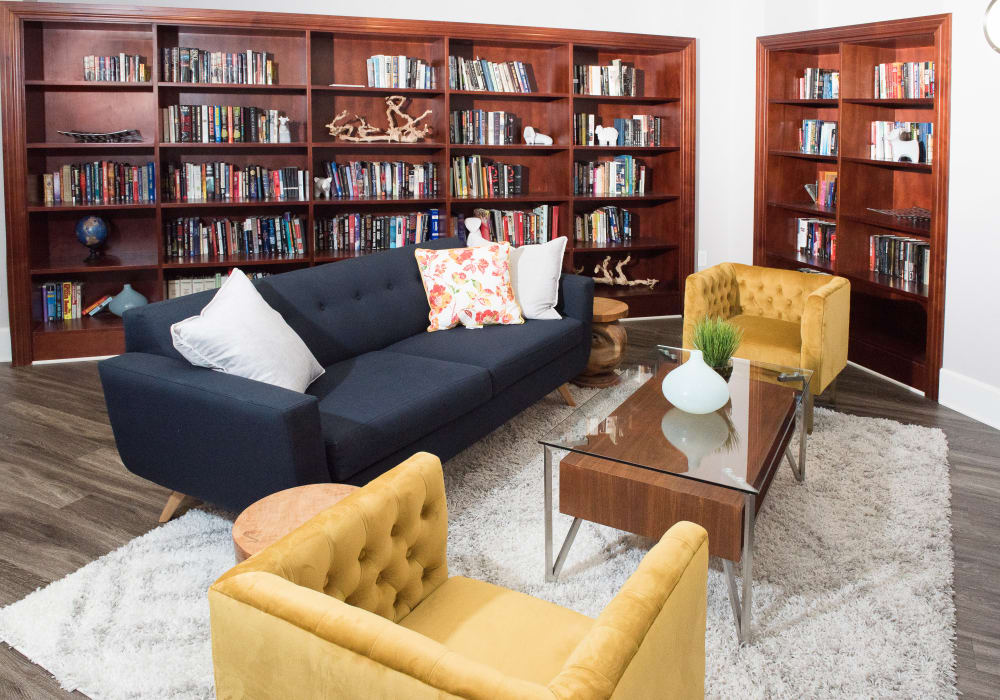 Clubhouse library at Manor Six Forks in Raleigh, North Carolina