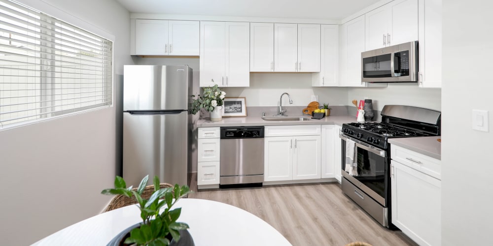 Stainless-steel appliances in a home at Pacific West Villas in Westminster, California