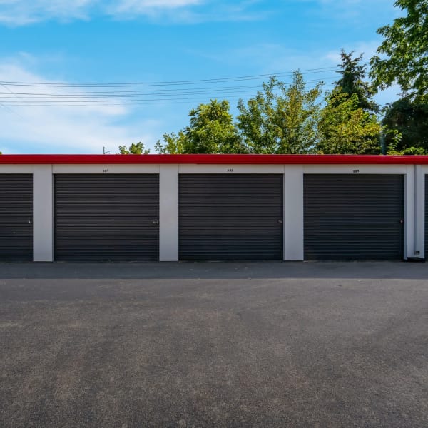 Outdoor drive-up storage units at StorQuest Economy Self Storage in Worthington, Ohio