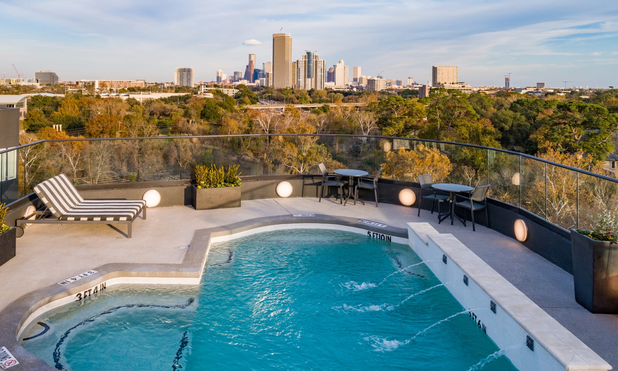 Roof top pool at Bayou on the Bend in Houston, Texas