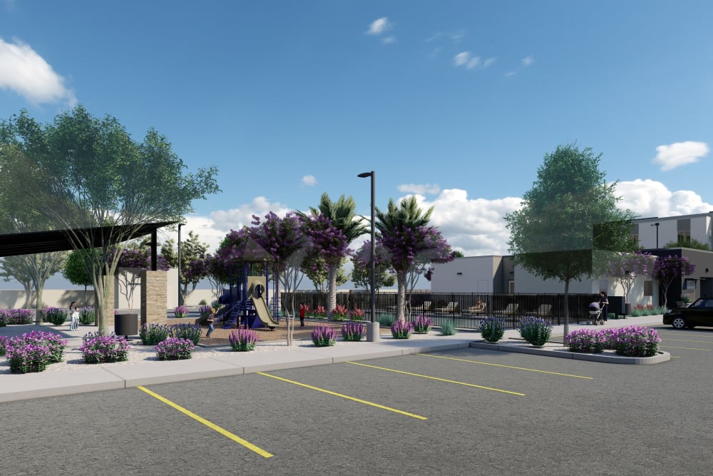 Renderings of apartments at Salt River Flats in Phoenix, Arizona
