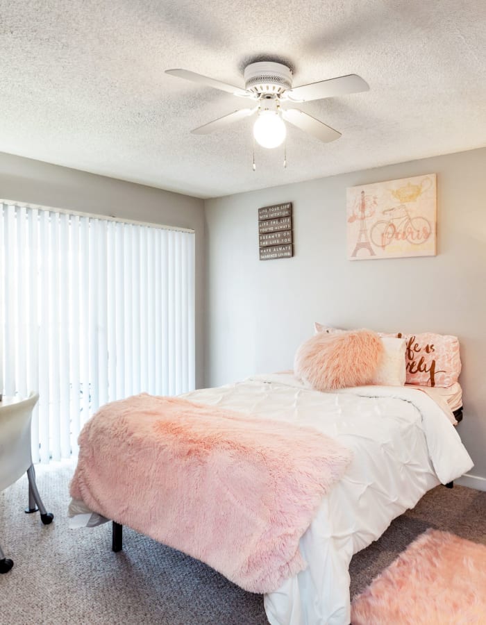 Bedroom with access to balcony at On50 in Tampa, Florida