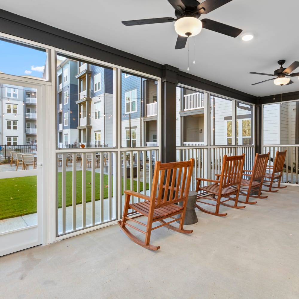 Porch with rocking chairs at Mountain Creek in Waynesville, North Carolina