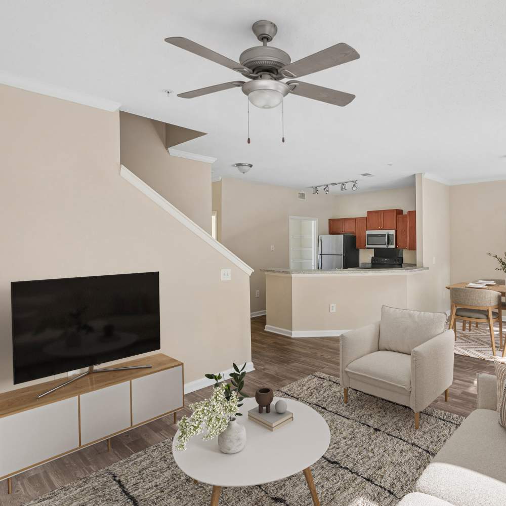 Living room at at The Grove at Ben Hill apartments in Atlanta, GA