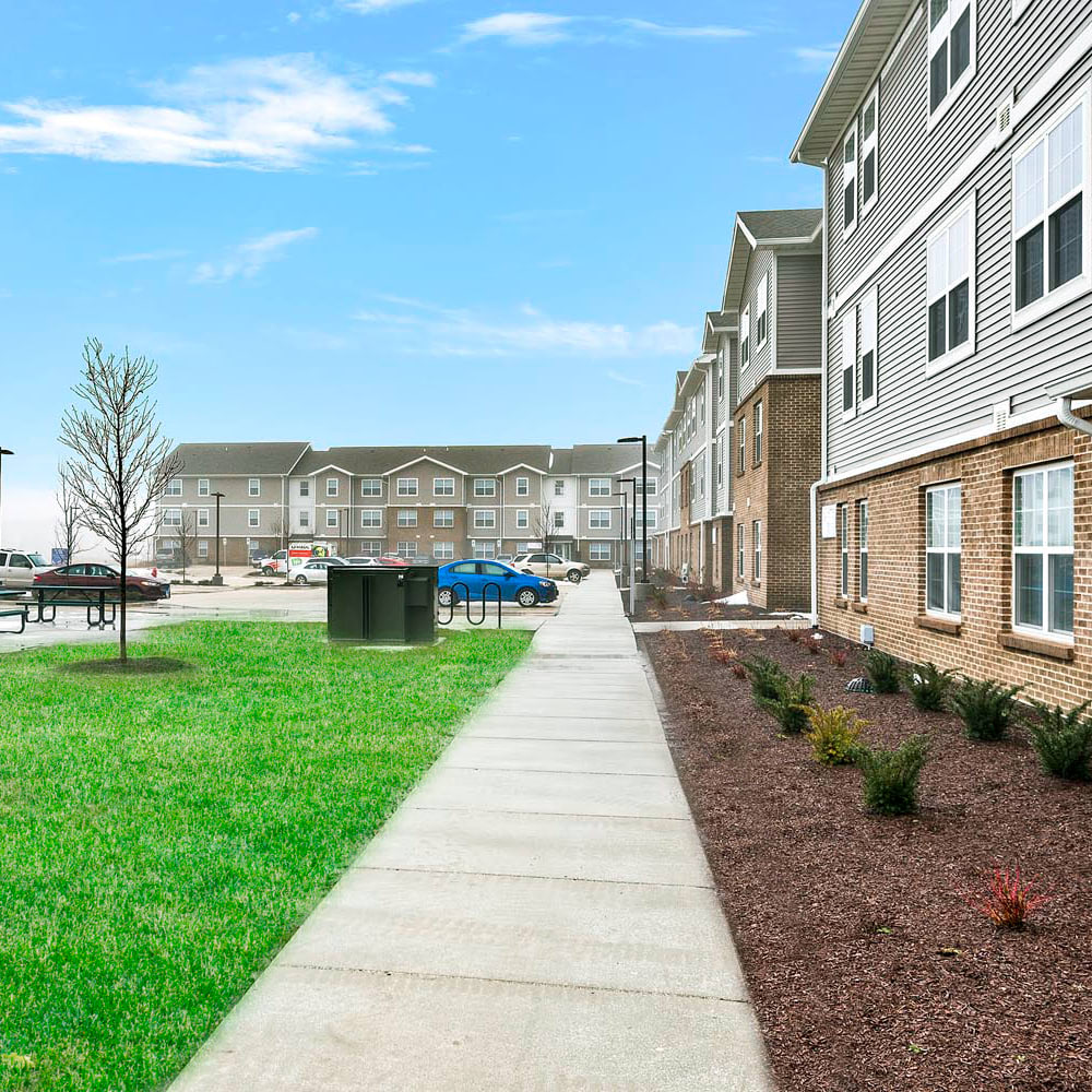 Exterior of the building at Parker Glen in Champaign, Illinois