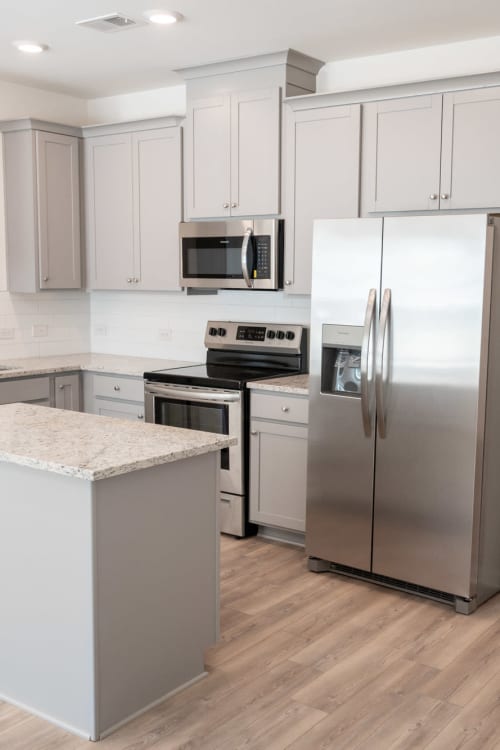 Kitchen with stainless-steel appliances at Parallel 36 at Jailette in Atlanta, Georgia