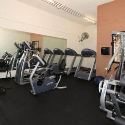 Fitness center at Savoy West Apartments in Los Angeles, California