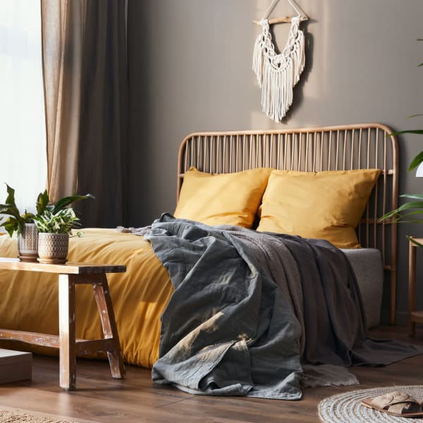 Chic bedroom at The Mallory in Raleigh, North Carolina