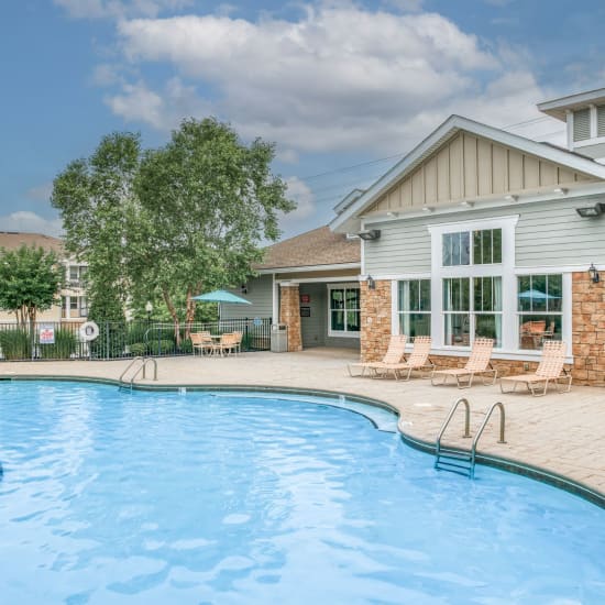 Resort-style pool at Bridgeway Apartments in Maryville, Tennessee