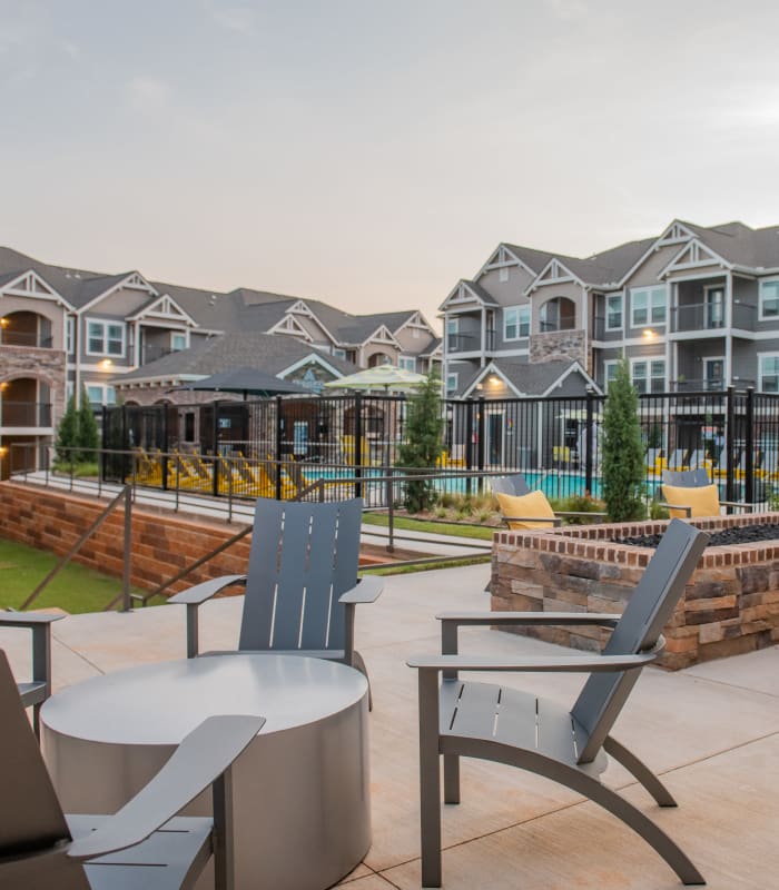 Firepit outside of the pool at Ridge at 66 in Yukon, Oklahoma