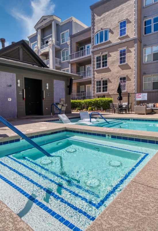 Heated pool & spa at The Gramercy Residences in Las Vegas, Nevada