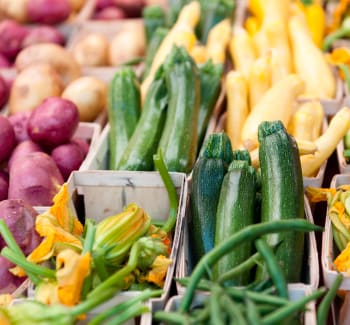 Fresh vegetables at a farmer's market near 770 C Street Apartments in Washington, District of Columbia