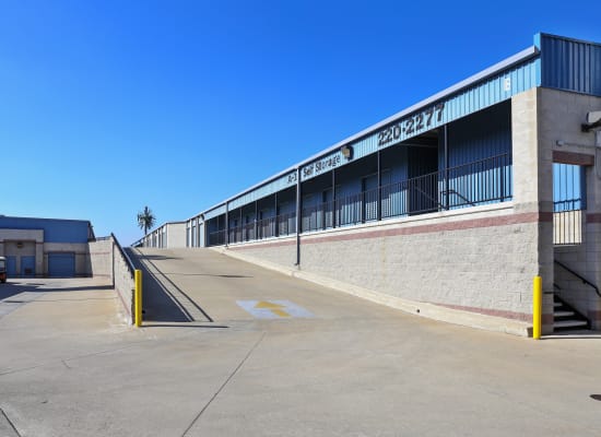 Wide driveways and outside ramps at A-1 Self Storage in Anaheim, California