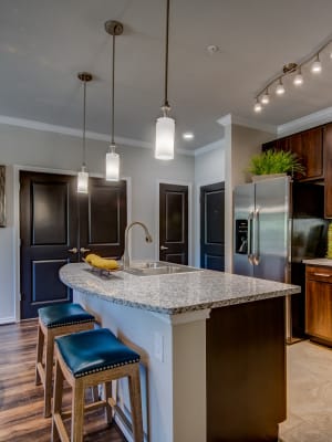 Modern kitchens at The Abbey at Dominion Crossing in San Antonio, Texas