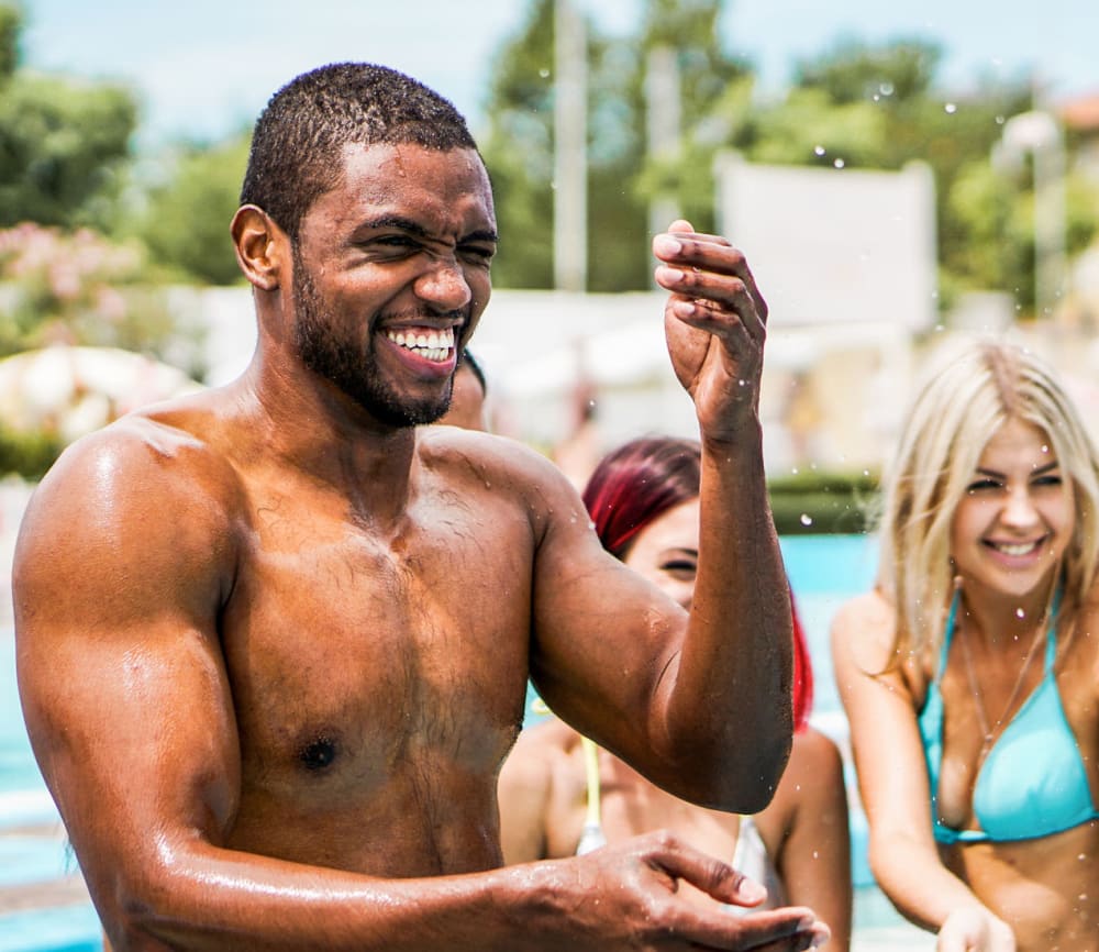 Residents enjoying the pool at FirstStreet Ballpark Village in Goodyear, Arizona