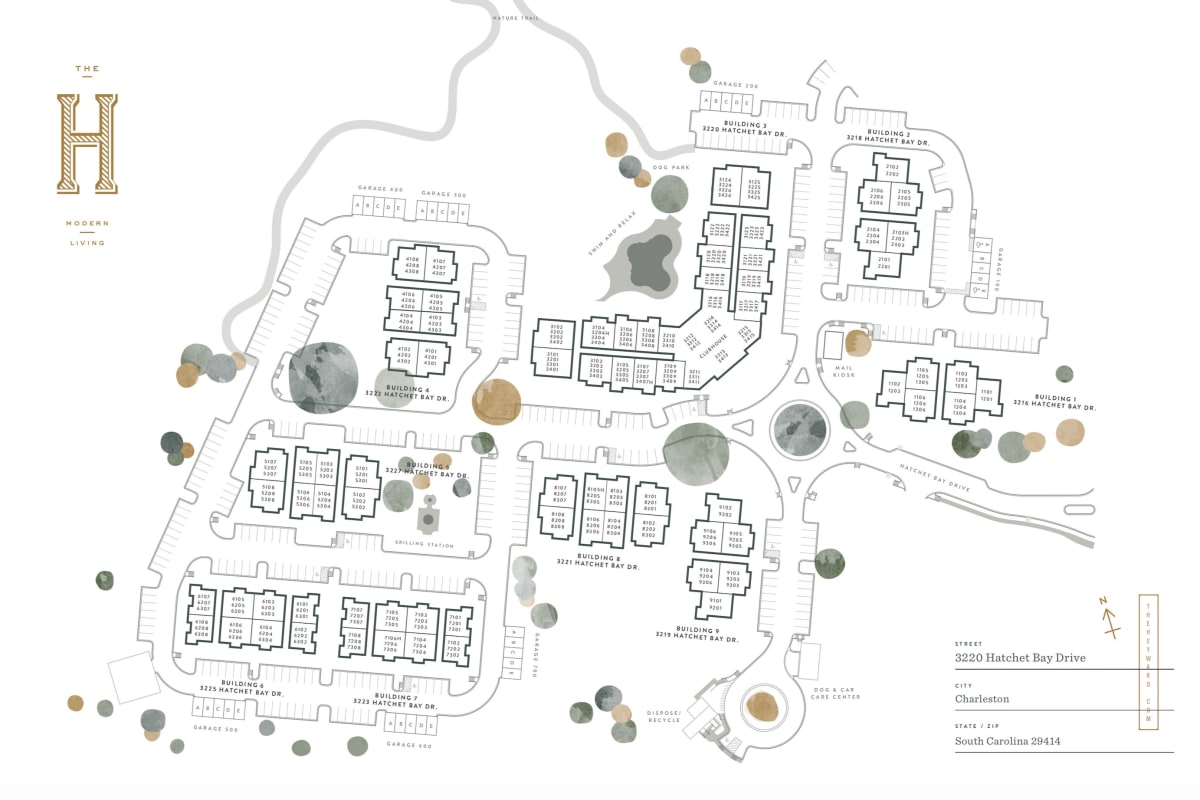 Site map of The Heyward in Charleston, South Carolina