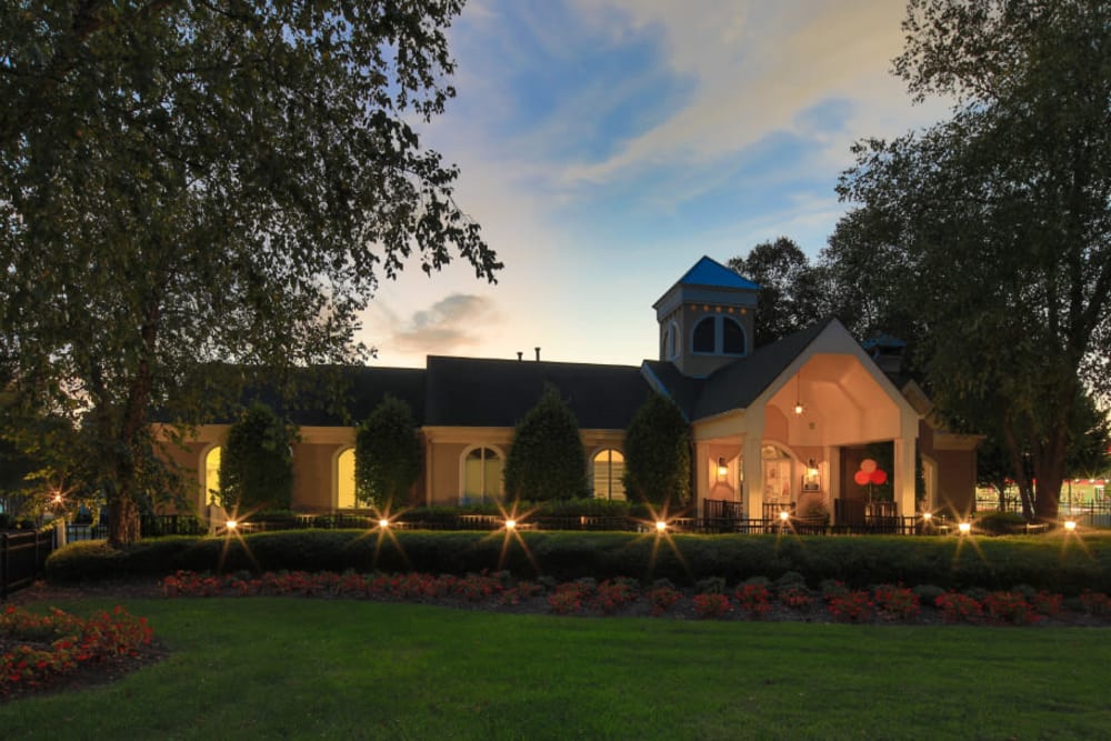 Exterior of clubhouse at dawn at Impressions in Newport News, Virginia