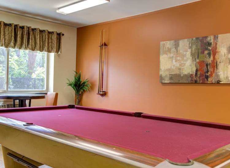 Clubhouse with window at Congregational Retirement Homes in Melrose, Massachusetts