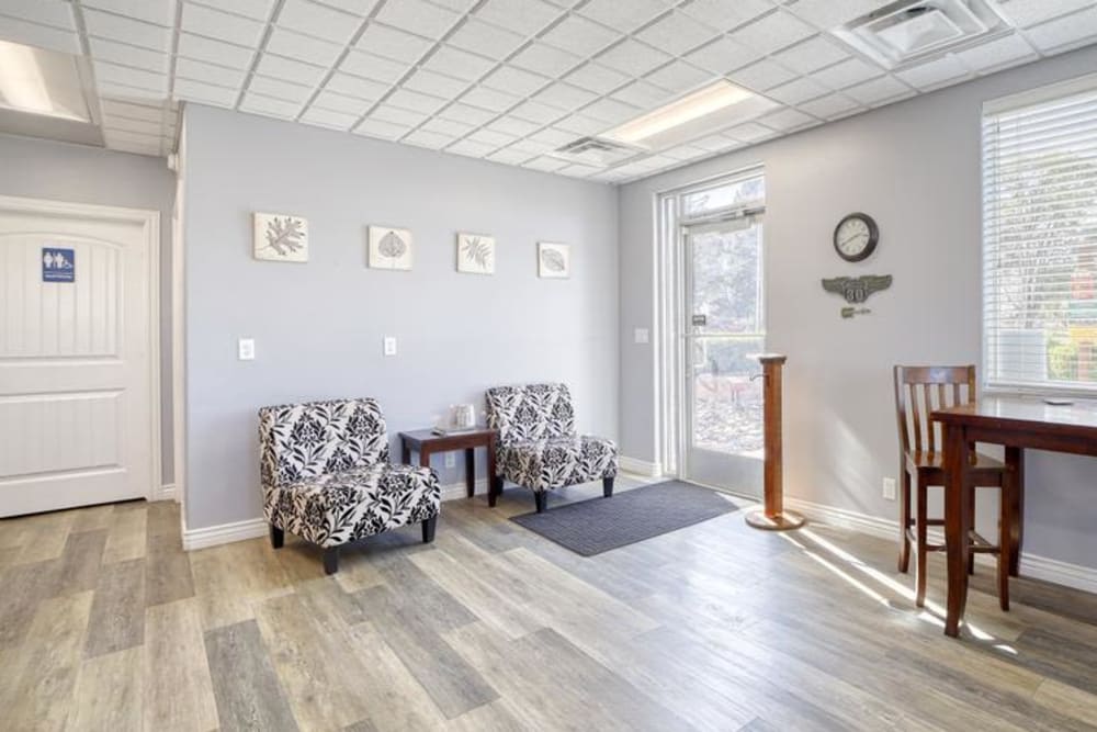 Seating area in the leasing office at Storage Star Twin Falls in Twin Falls, Idaho