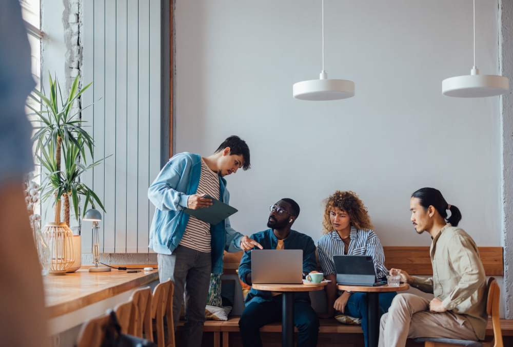 Residents working near RIVA Solana Beach in Solana Beach, California  