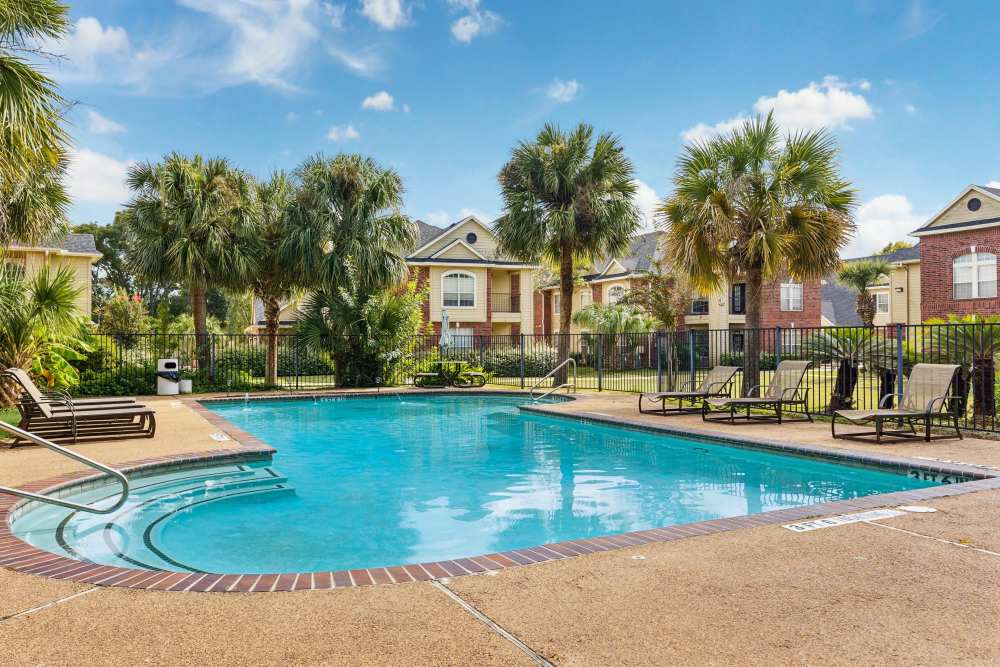 Swimming pool at Brazoswood Apartments in Clute, Texas