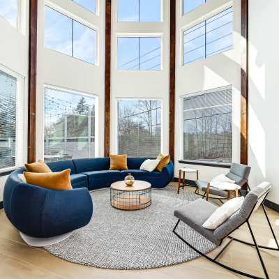 Clubhouse lounge area at Allegro in Lynnwood, Washington