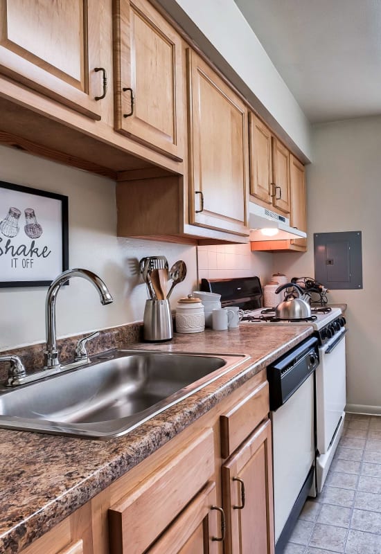 Lots of kitchen counter space at Wilkeswood in Wilkes Barre, Pennsylvania