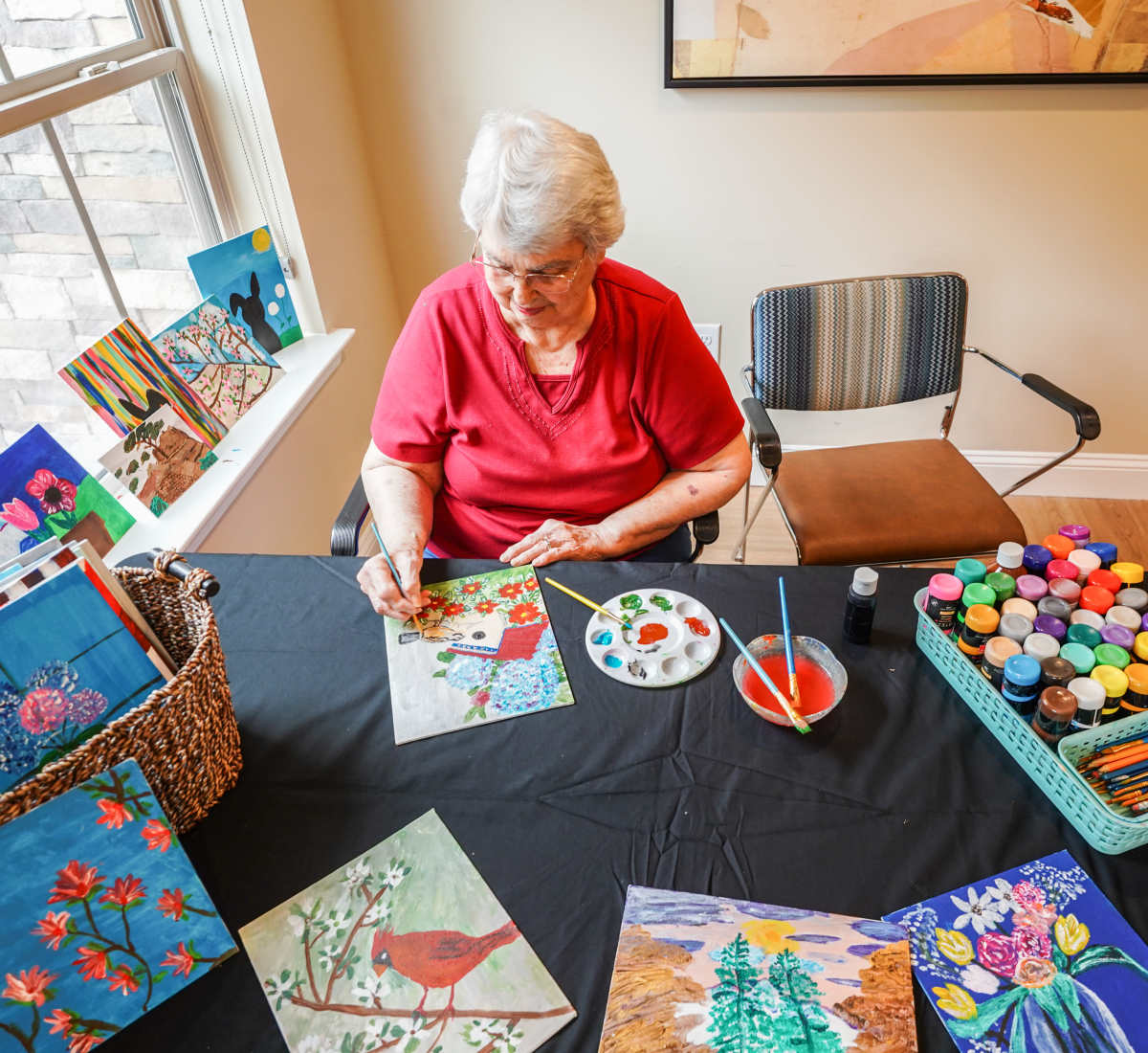 Residents painting at Harmony at Morning Grove in Memphis, Tennessee