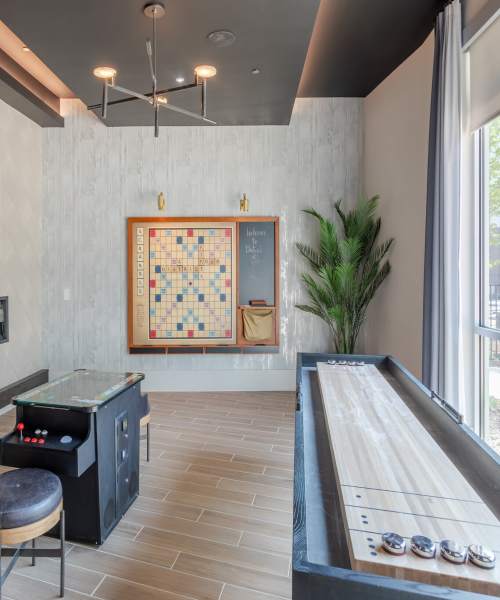 Recreation area inside the clubhouse at District at 54 in Raleigh, North Carolina