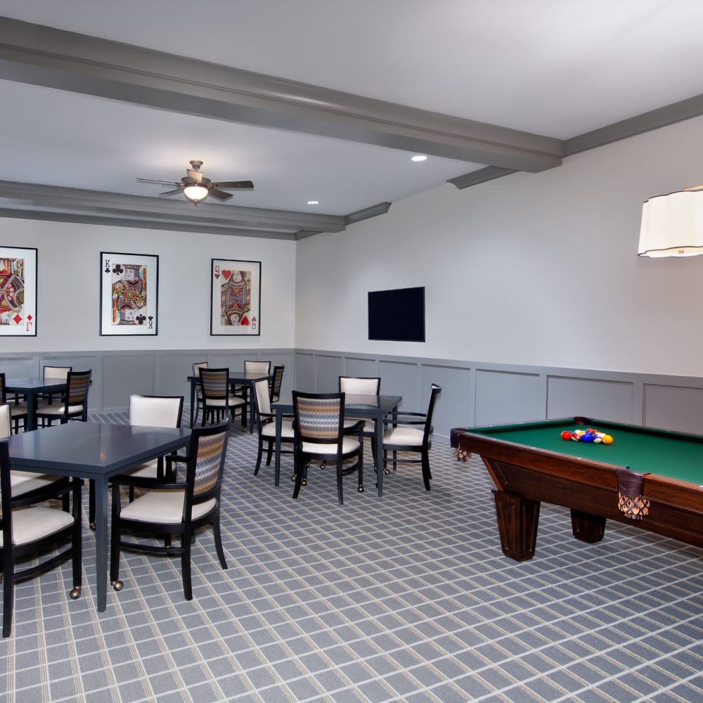 Game room at Inspired Living Delray Beach in Delray Beach, Florida