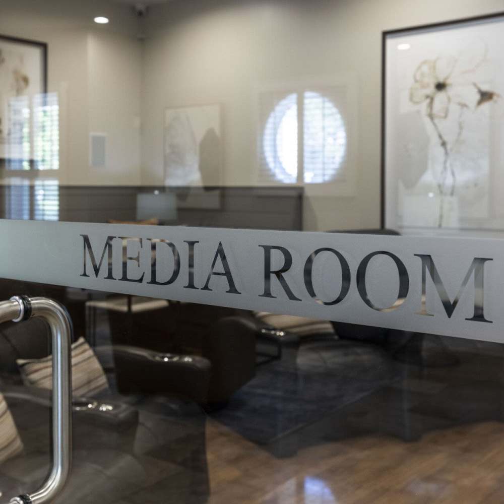 Media room entrance at Preserve At Columbus Park in Columbus, Georgia