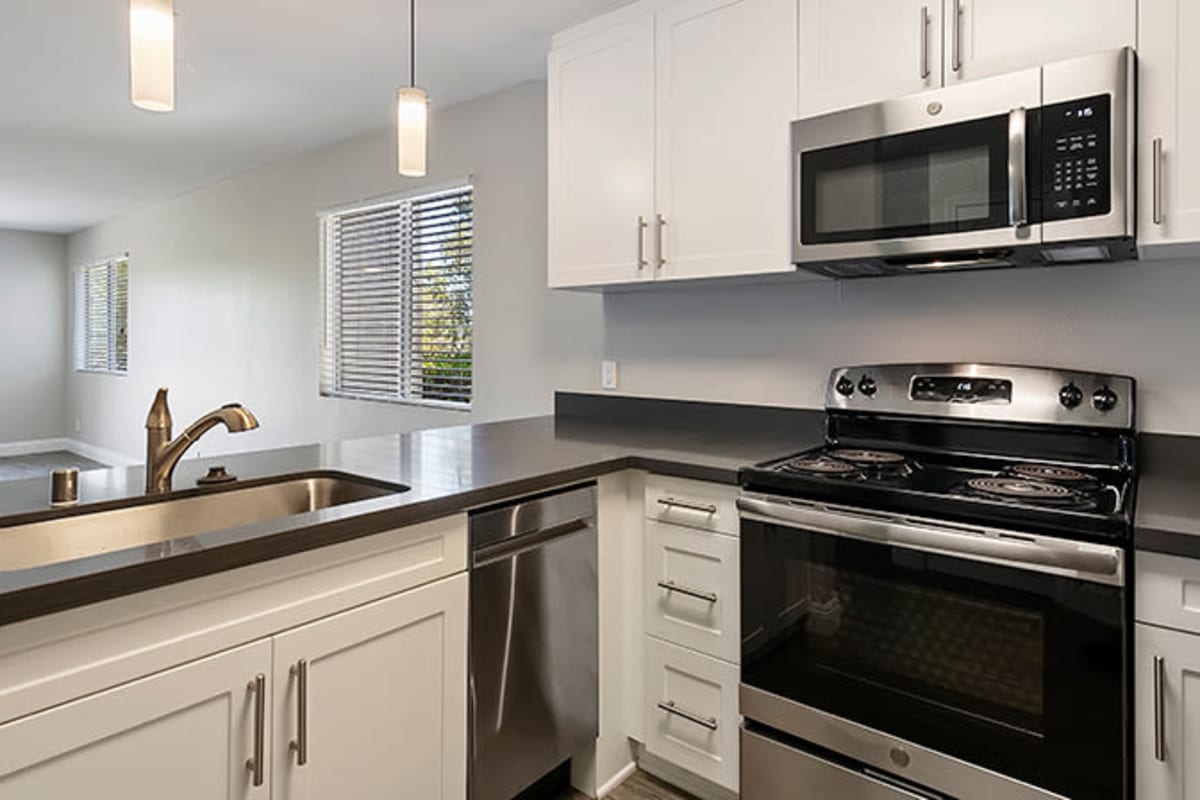 Modern kitchen at The Avenue at Carlsbad in Carlsbad, California