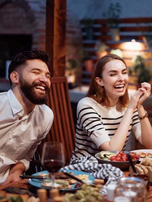 Residents dining at a restaurant near The Reserve at White Oak in Garner, North Carolina