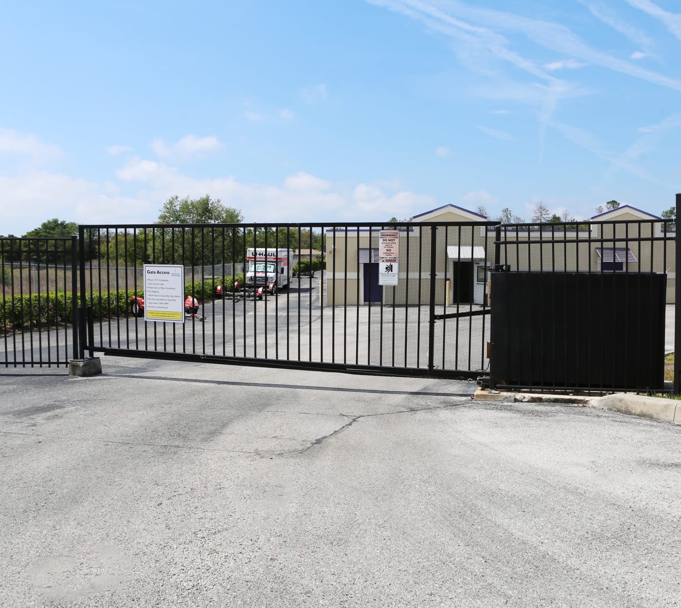 Entrance gate at StoreSmart Self-Storage in Spring Hill, Florida