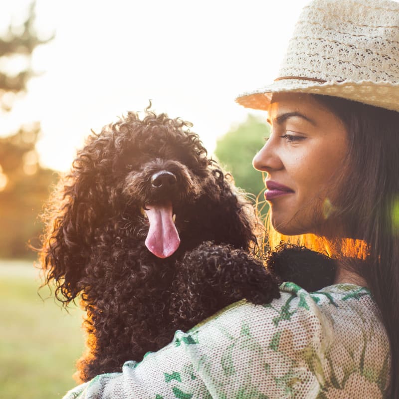 Woman holding her dog at Senita on Cave Creek in Phoenix, Arizona