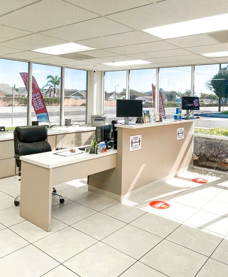 Interior of the leasing office at StorQuest Self Storage in Oxnard, California