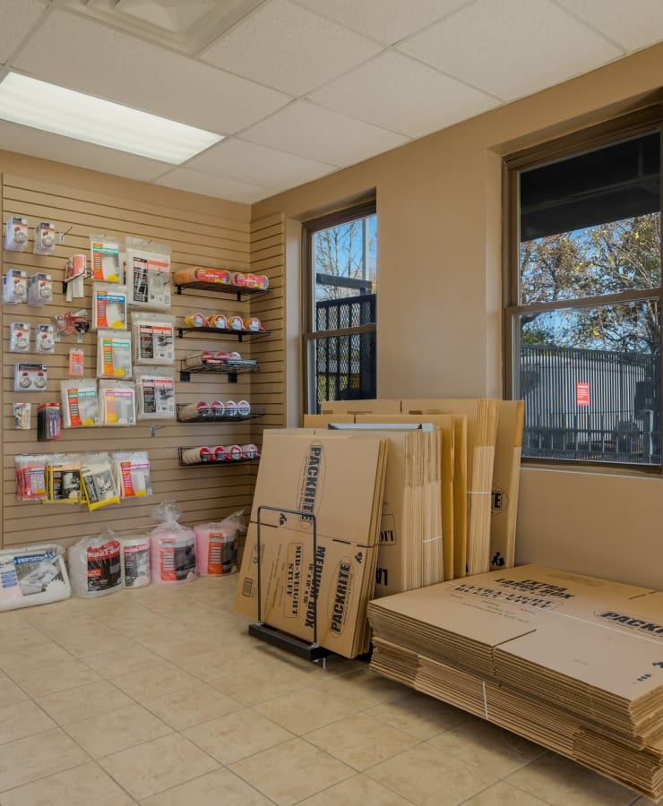 Packing supplies in the leasing office at StorQuest Economy Self Storage in Trotwood, Ohio