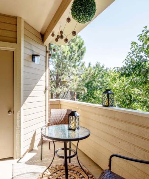 Spacious private balcony at UTE Creek Apartments in Longmont, Colorado